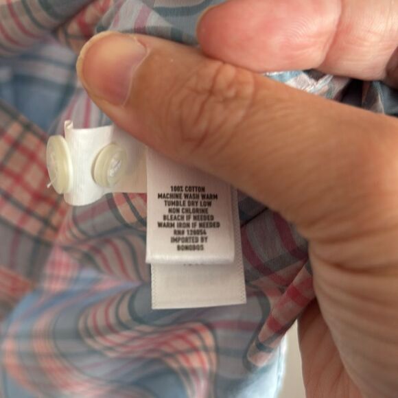 Bonobos Men’s button down Casual Blue and Pink Checkered plaid slim fit Shirt XL - Picture 6 of 8